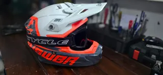 Capacete Motocross Nardo grey e Laranja com óculos