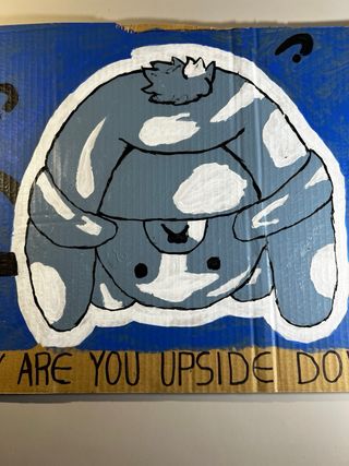 Cartón pintado Why are you upside medidas 37x52