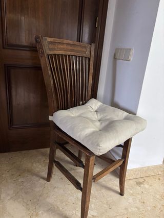 Silla Vintage Madera y Tela Beige