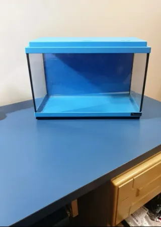 Pecera 20L azul y transparente