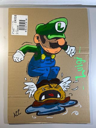 Cartón pintado Luigi vs Goomba medidas: 52x36