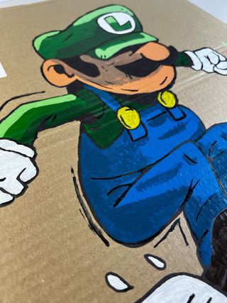 Cartón pintado Luigi vs Goomba medidas: 52x36