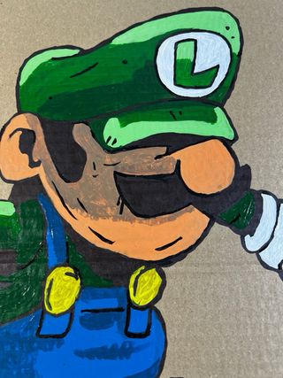 Cartón pintado Luigi vs Goomba medidas: 52x36