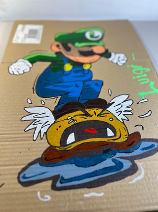 Cartón pintado Luigi vs Goomba medidas: 52x36