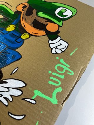 Cartón pintado Luigi vs Goomba medidas: 52x36