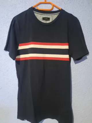 Camiseta Zara Hombre Rayas Azul Blanco Rojo