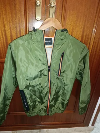 Chaqueta niño verde caqui y naranja Talla 12