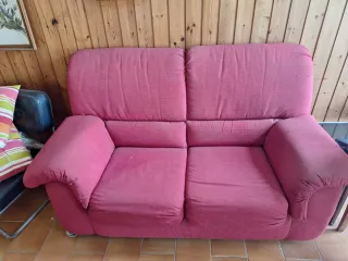 Sofá 2 plazas rosa/rojo
