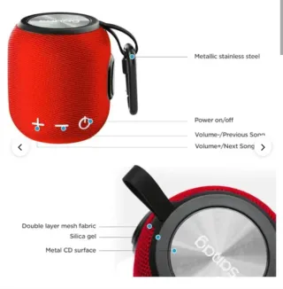 Altavoz Portátil Bluetooth Rojo