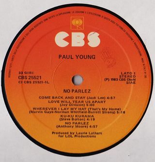 Paul Young No Parlez LP 12'' 33 RPM 1983