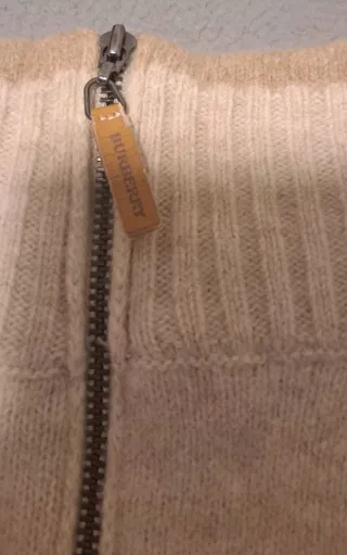 Camisola Burberry Lã Bege Meia-Zip