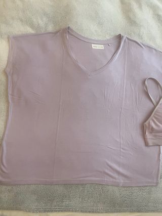 Conjunto lila rosado top + camiseta oversize