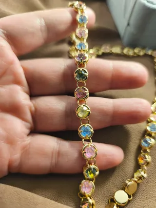 Collar chapado oro 18k piedras multicolor