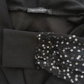 Vestido negro noche lentejuelas manga