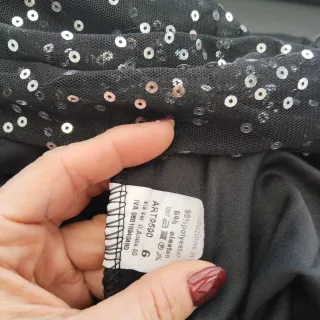 Vestido negro noche lentejuelas manga