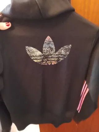 Sudadera Adidas Mujer Cremallera Negra y Rosa