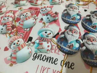 Lote Adornos Navideños Muñeco Nieve y Papá Noel