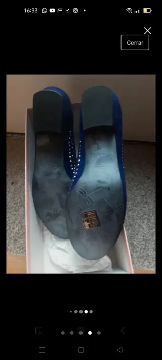 Zapatos salón ante azul tachuelas