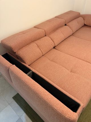 Sofá modular rosa tela