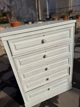 Cajonera vintage blanca de madera