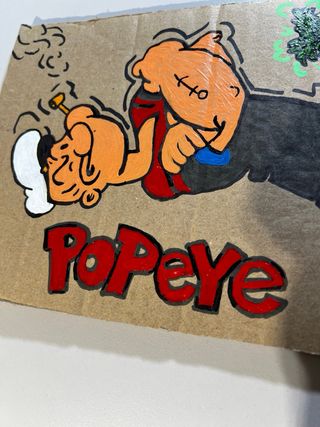 Cartón pintado de Popeye medidas: 25x16