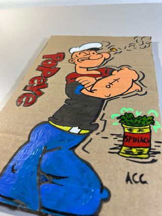Cartón pintado de Popeye medidas: 25x16