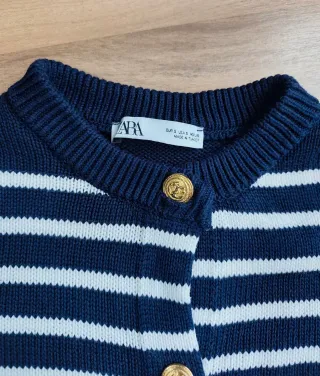Cárdigan Zara Rayas Azul Marino Talla M