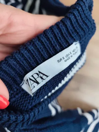 Cárdigan Zara Rayas Azul Marino Talla M
