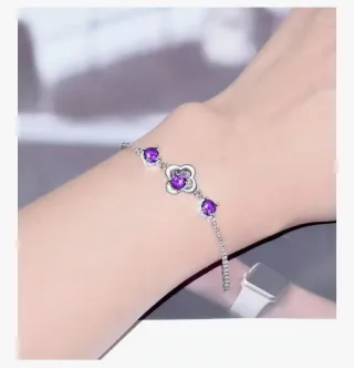 Pulsera trébol plateada galvanizada