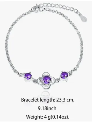 Pulsera trébol plateada galvanizada