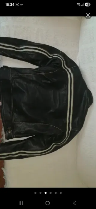 Chaqueta Cuero Moto Café Racer Talla M