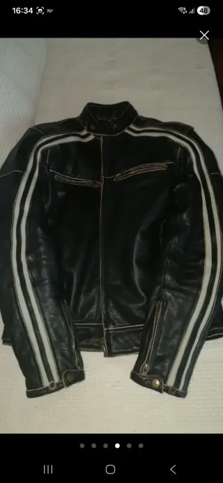 Chaqueta Cuero Moto Café Racer Talla M