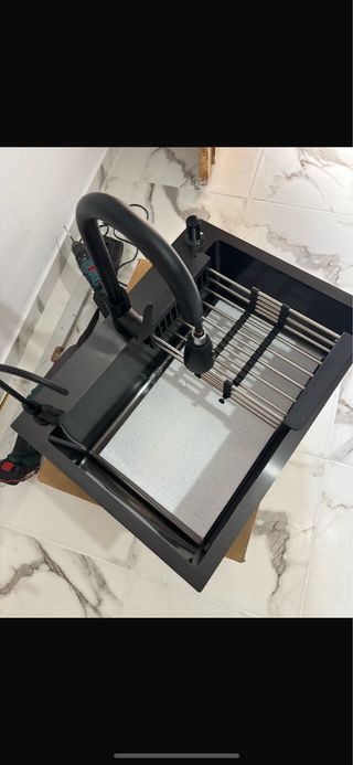 Fregadero Negro con Grifo y Escurridor