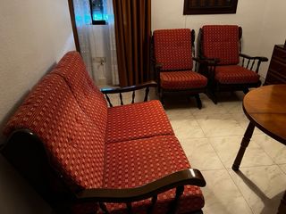 Conjunto 2 sillones madera y tela