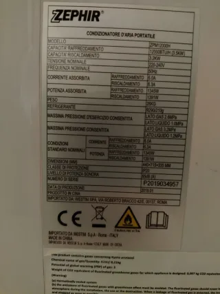 Condizionatore Zephir 12000 BTU Deumidificatore