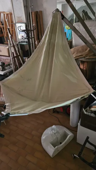 Hamaca de jardín beige y gris