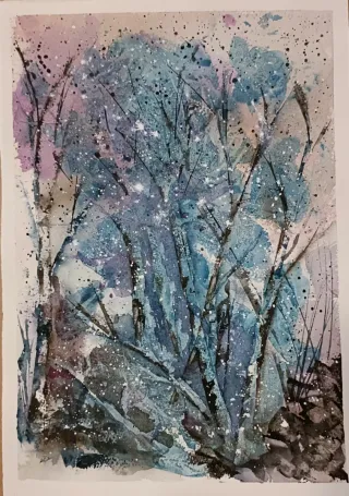 Acquerello Bosco d'Inverno