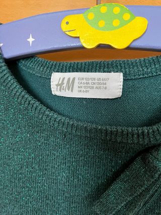 Vestido fiesta niña H&M verde brillante