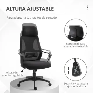 Silla de Oficina Negra Ajustable