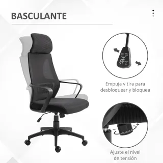 Silla de Oficina Negra Ajustable