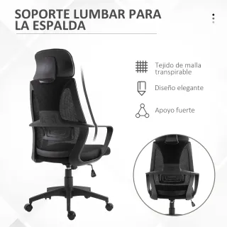 Silla de Oficina Negra Ajustable