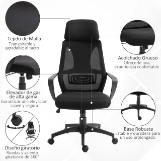 Silla de Oficina Negra Ajustable