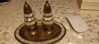 Set Pepe Sale Vintage Ottone Madreperla