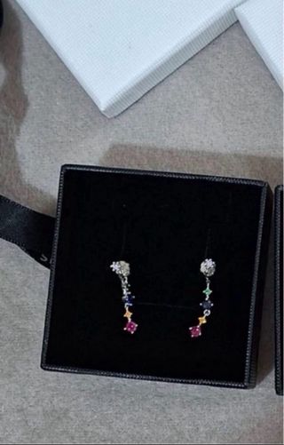 Collar Plata y pendientes.Círculo Multicolor