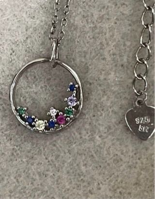 Collar Plata y pendientes.Círculo Multicolor