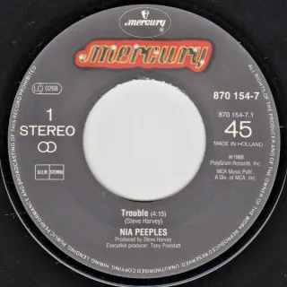Nia Peeples Trouble 7" 45 RPM 1988 Mercury