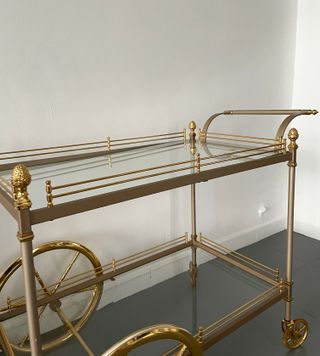 Carrito bar vintage francés acero y latón 70s