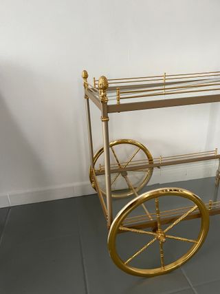 Carrito bar vintage francés acero y latón 70s