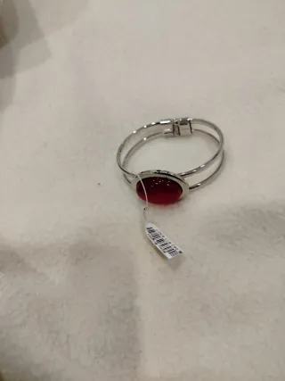 Conjunto collar y pulsera con piedra roja