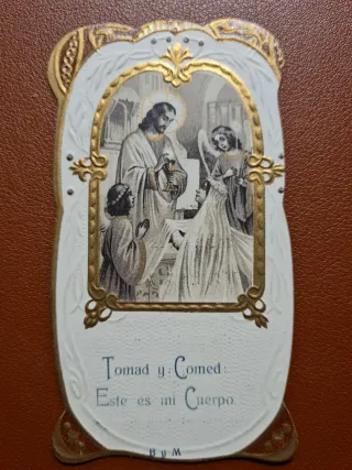 Estampa religiosa, recuerdo Primera Comunión 1921